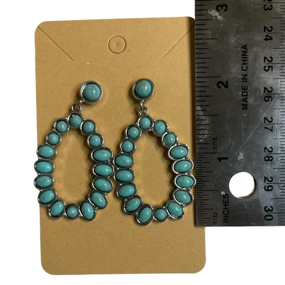NWT 3 for $20 Teardrop Silver & Turquoise Dangle Pierced Earrings “you pick 3” - Picture 5 of 5